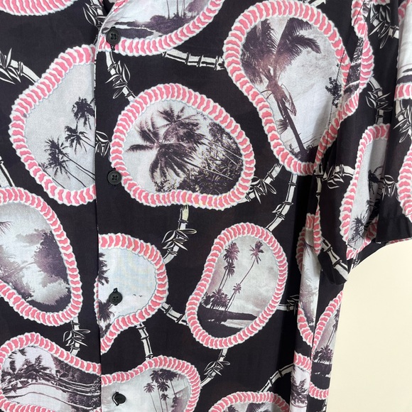 All Saints Islandz Palm Tree Print Button Down Short Sleeve - Picture 7 of 12